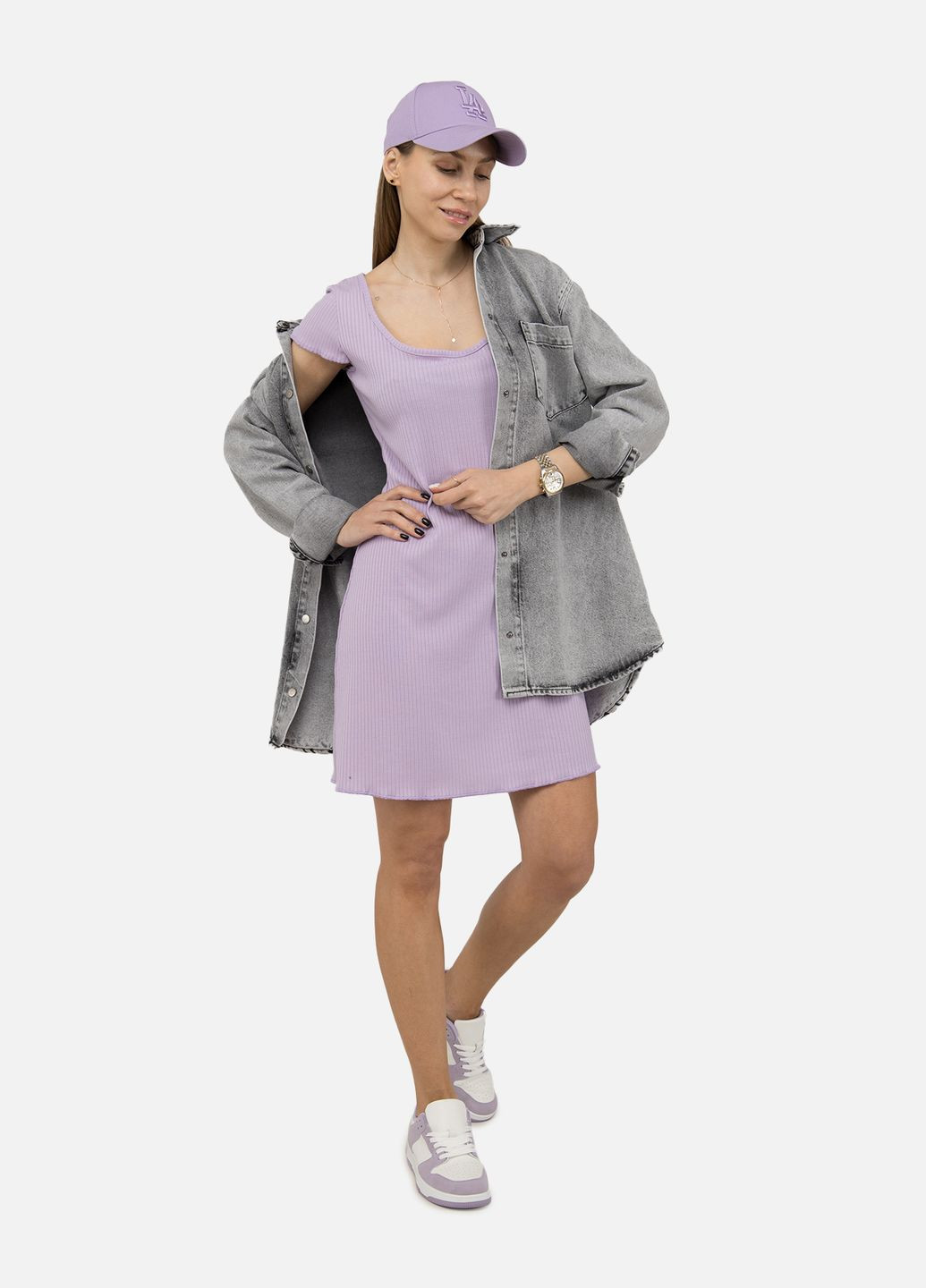 Сиреневое женское платье цвет сиреневый цб-00250374 Yuki