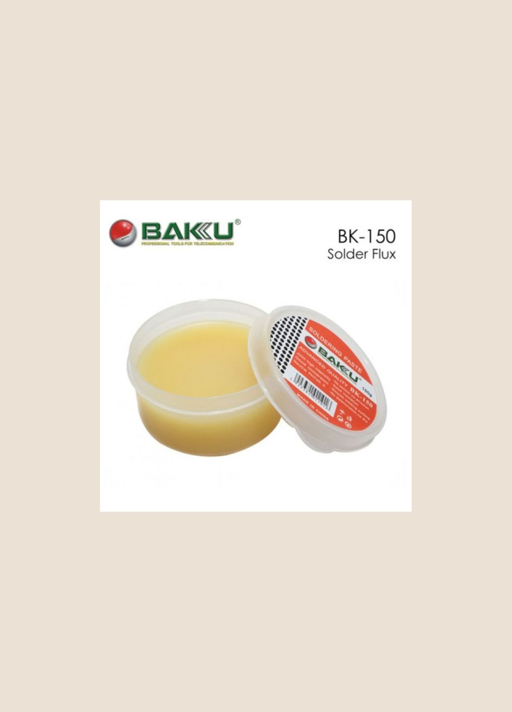 Флюс-паста BK-150 для паяння, нейтральна, у банці 150гр. Baku (327432140)