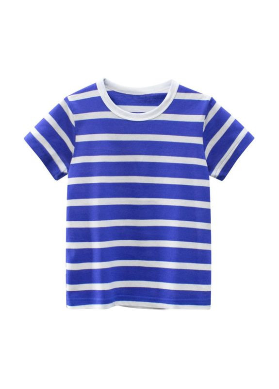 Синяя демисезонная футболка детская в полоску kids basic (синий 90см) (13240) Qoopixie