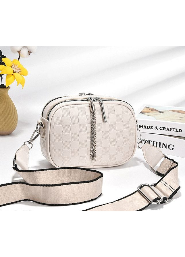 Маленькая женская сумочка клатч в клеточку с экокожи молочная ProDobro (363221353)