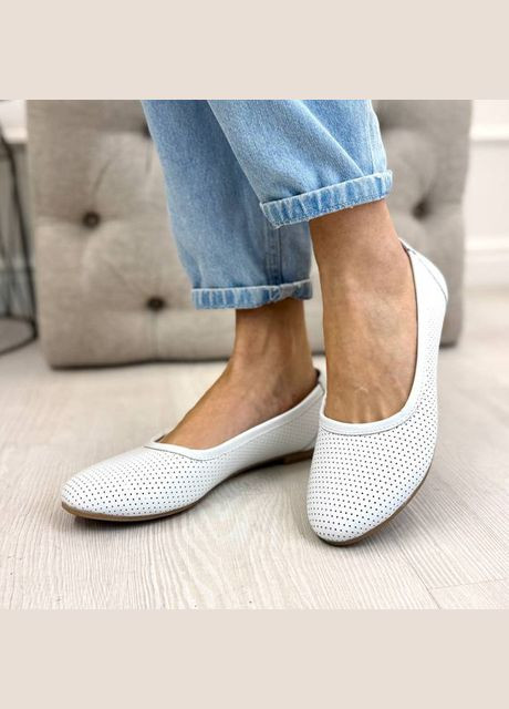 Женские балетки белые кожаные на низком ходу. 40 размер Vasha para | белые (315729665)