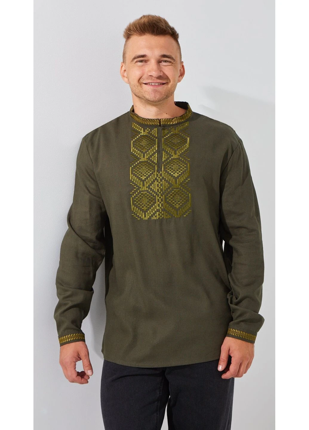 Хакі сорочка вишиванка чоловіча e-mb02301 shop (2888000010926) shop (2888000010926) LAWA (387567455)