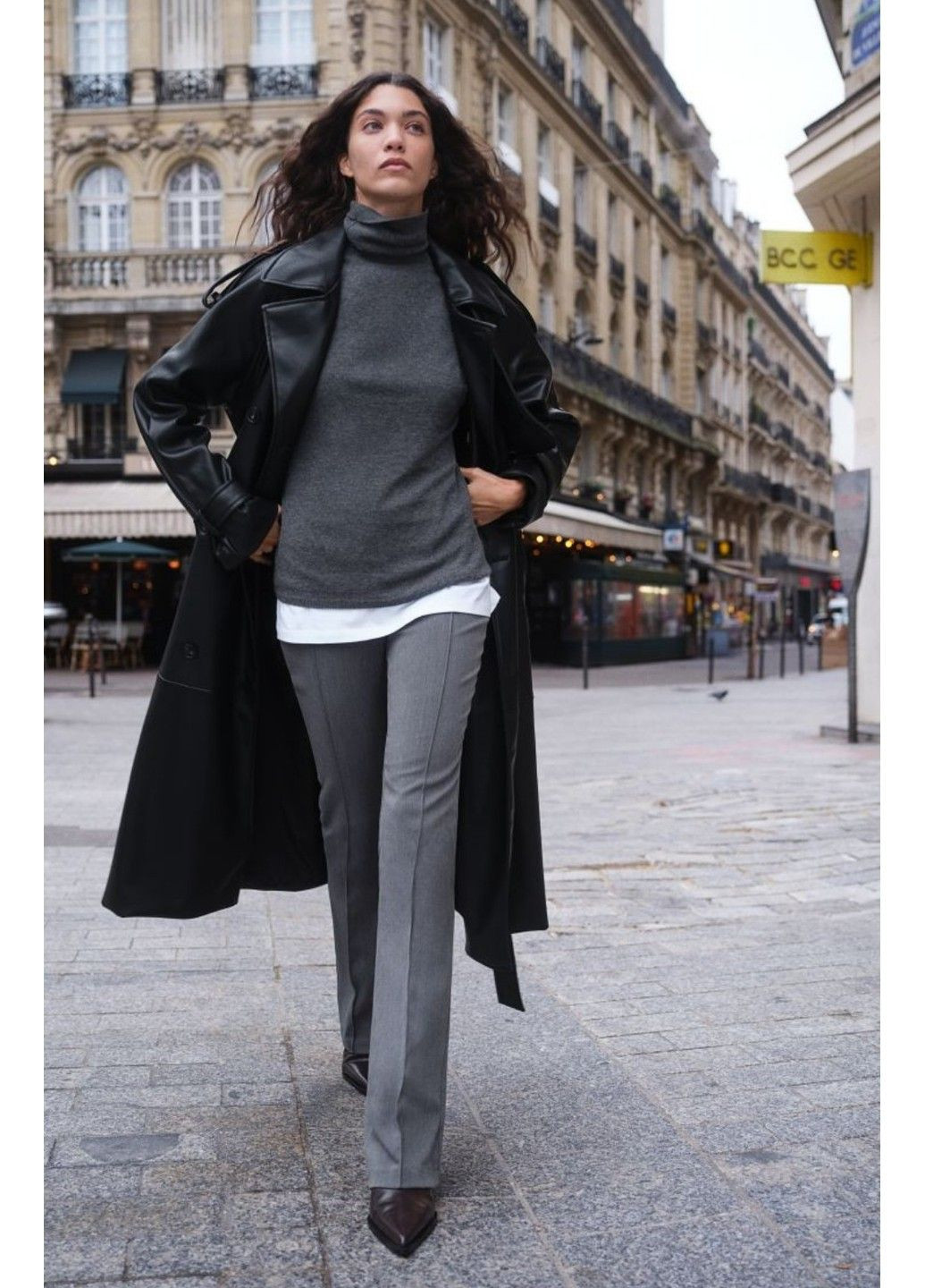 Жіночі елегантні брюки-кльош Н&М (58004) XS Темно-сірі H&M (314952567)