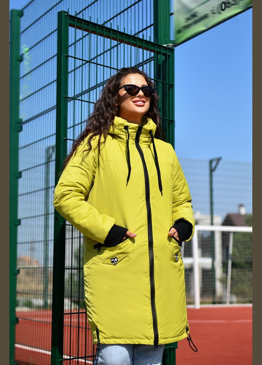 Зеленая женская куртка с капюшоном цвет лайм р.48/50 449634 New Trend