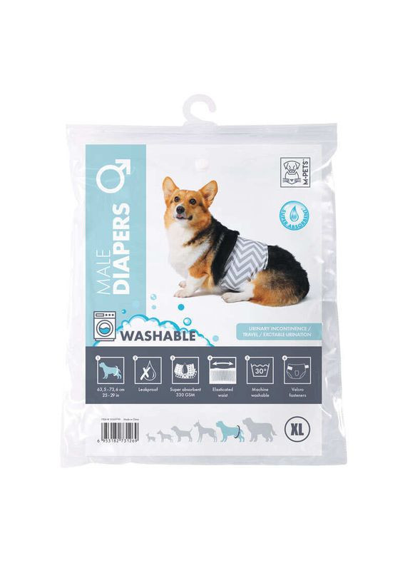 Washable Diapers Male Dog - Підгузки гігієнічні багаторазові для кобелів - XL / 63,5-73,6 см M-Pets (327391414)