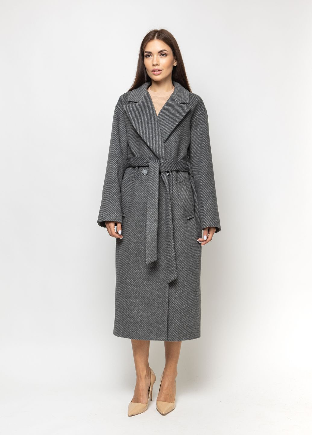 Сіре демісезонне Пальто довге демісезонне сіре оверсайз CHIUAS