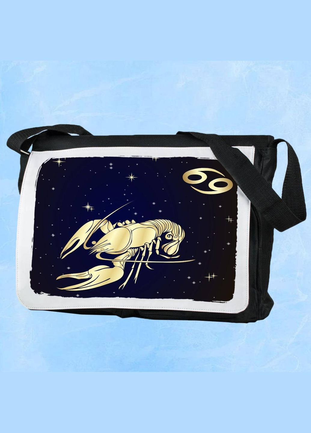 Мужская (женская) сумка через плечо для спортзала дорожная универсальная Рак (знак зодиака) Черный No Brand (322119545)