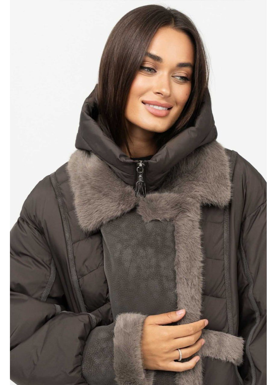 Кофейный зимний Пуховик аляска Mishele