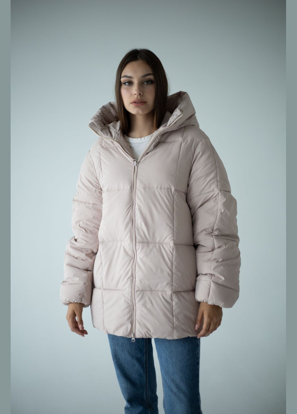 Бежева зимня зимовий жіночий пуховик SK