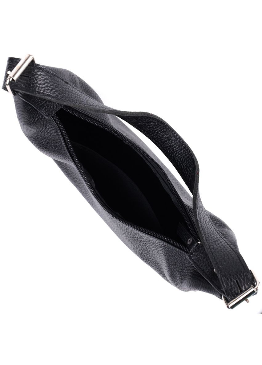 Сумка багет с регулируемым ремнем из натуральной кожи с жестким каркасом черная (sku_22833) No Brand (329853196)