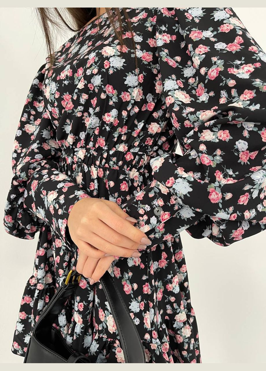 Черное повседневный, кэжуал сукня Zarema с цветочным принтом