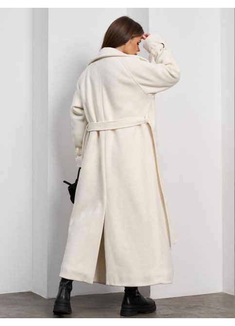 Молочне зимнє Кашемірове пальто на синтепоні No Brand