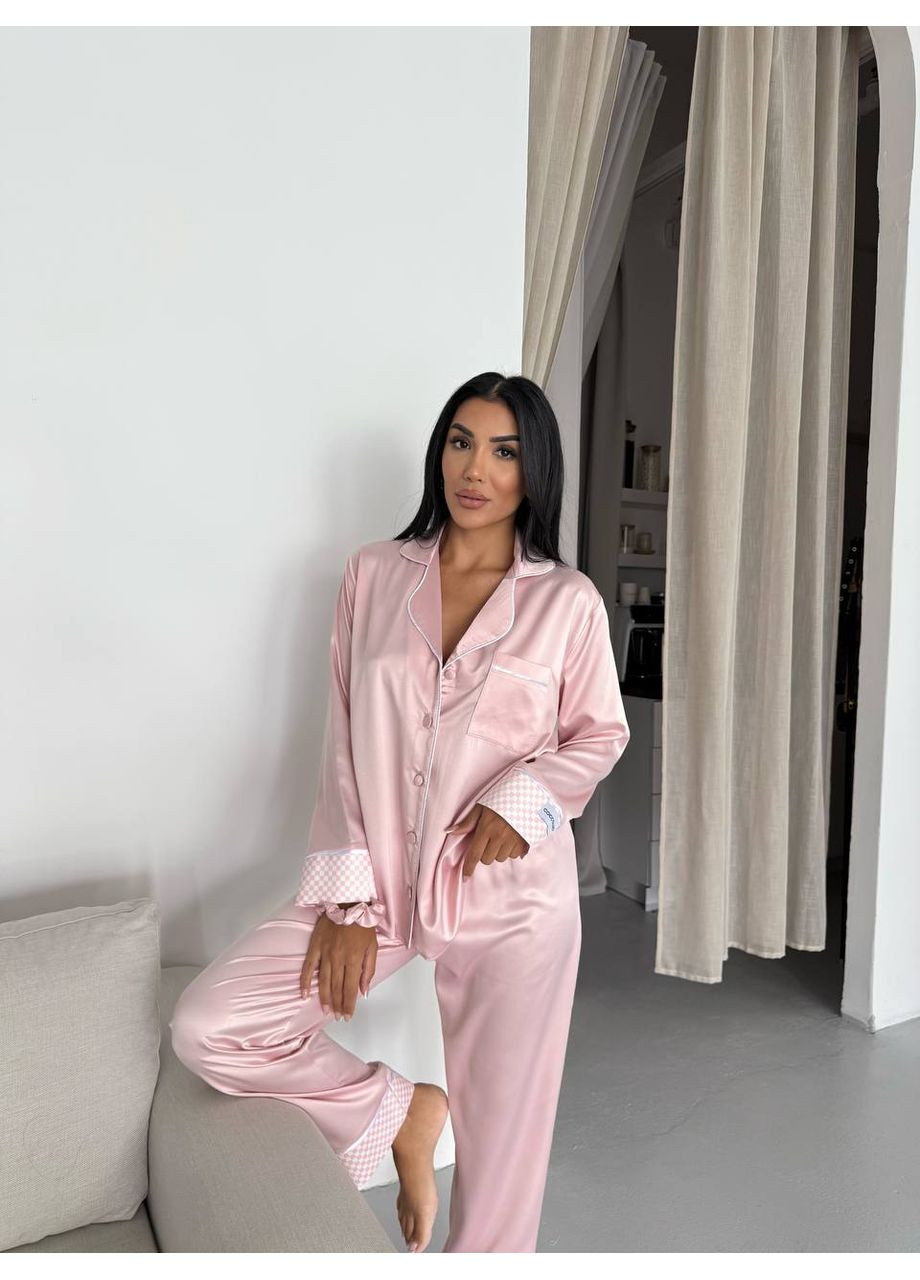 Рожева всесезон костюм женский домашний с принтом, рожевий сорочка + брюки No Brand