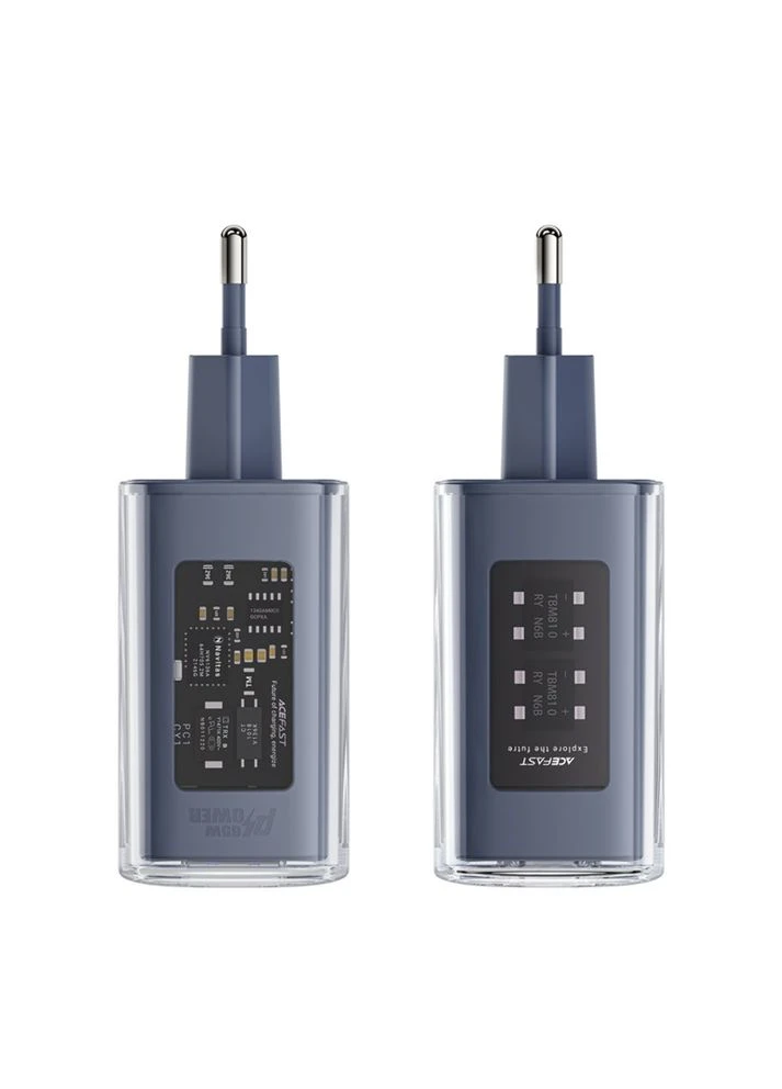 Зарядное устройство A45 USB/2 Type-C QC PD PD65W GaN серое Acefast (389207168)