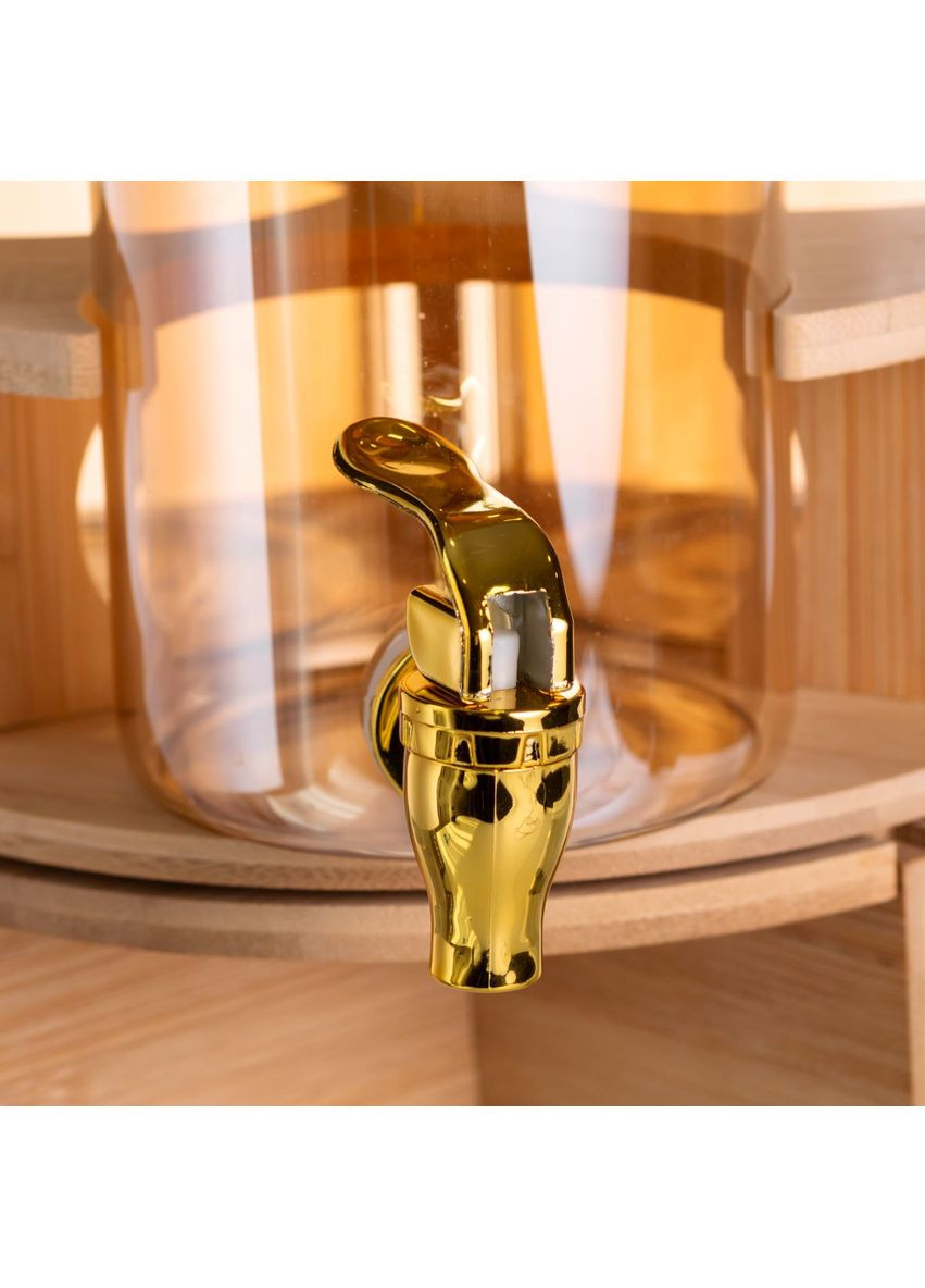 Диспенсер для напитков тройной 5,5 л на бамбуковой подставке Коричневый Yiwu (360455091)