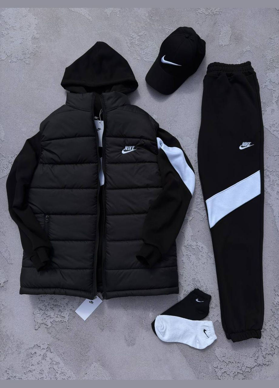 Черный набор 5 в 1 nike брюки,кофта жилетка,кепка,носки 2 пары,турция Україна