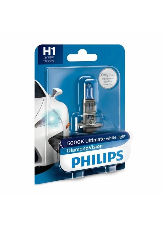 Лампа розжарювання H1 12V 55W P14,5s Diamond Vision 5000K 1шт blister (вир-во ) 12258DVB1 Philips (332212795)