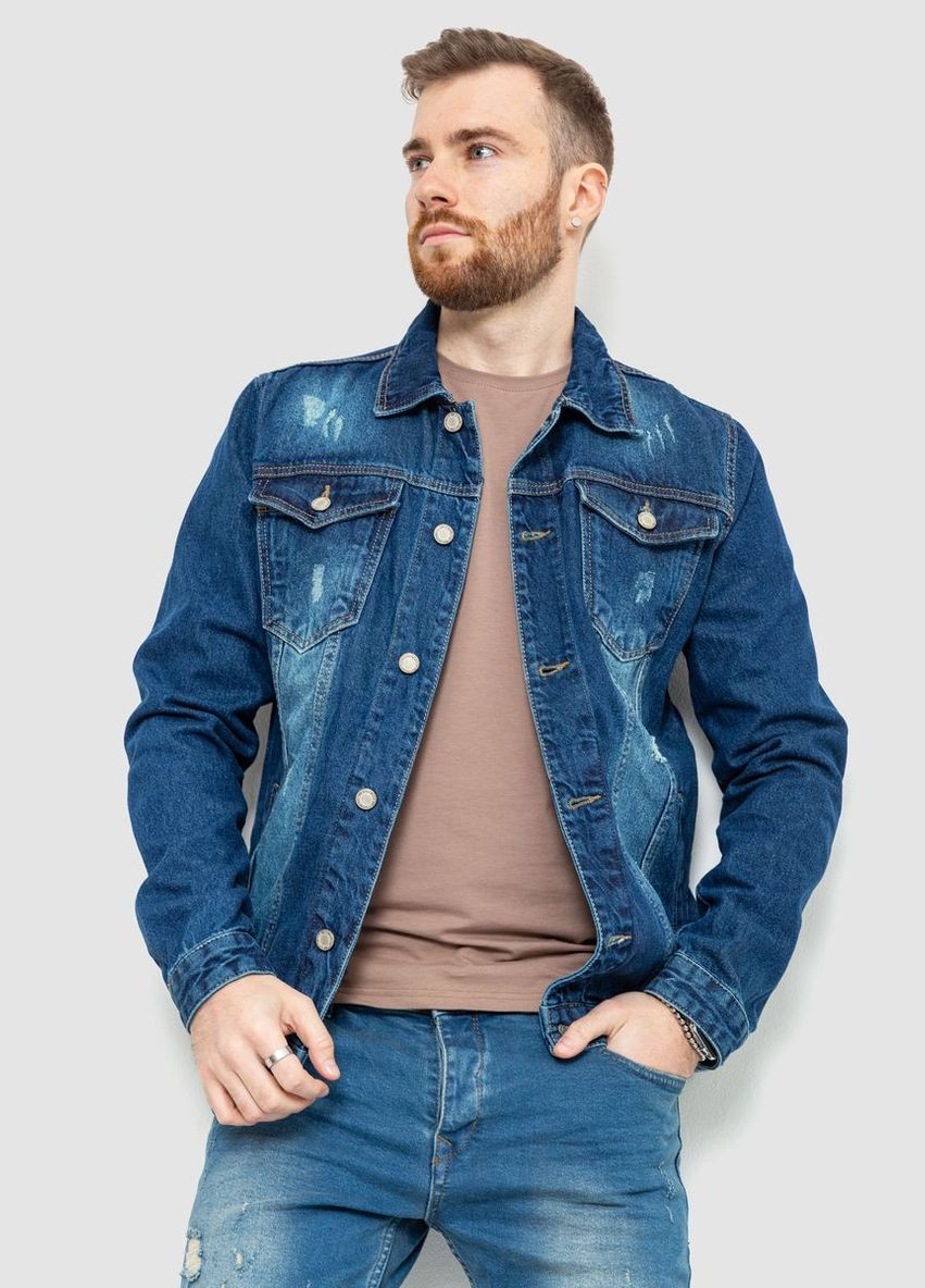 Синяя джинсовая куртка мужская, цвет синий, Ager