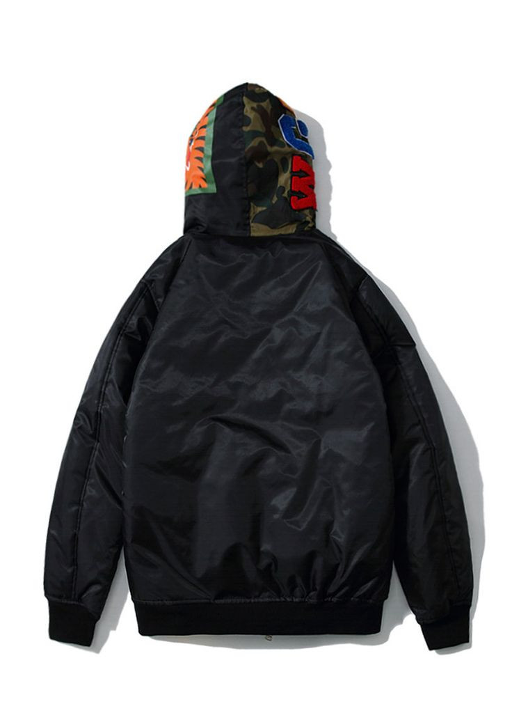 Черная демисезонная куртка чёрная Bape A Bathing Ape Shark Black Jacket Mens
