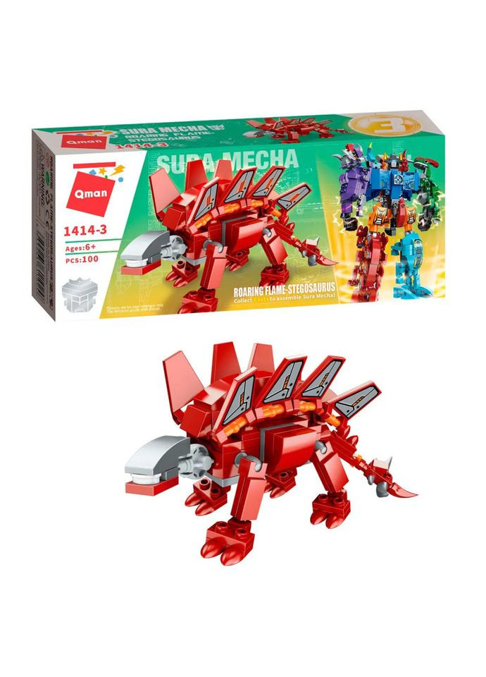 Дитячий Конструктор 1414-1-6 трансформер (робот + динозавр) 93 дет Stegosaurus Qman (336333384)