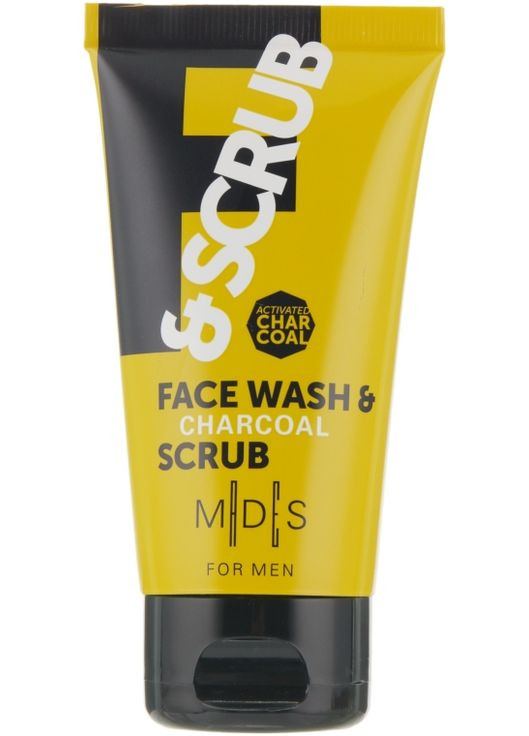 Мийний скраб на активованому бамбуковому вугіллі для обличчя M|D|S for men face wash & charcoal scrub 75ml (341903-5549) Mades Cosmetics (368611038)