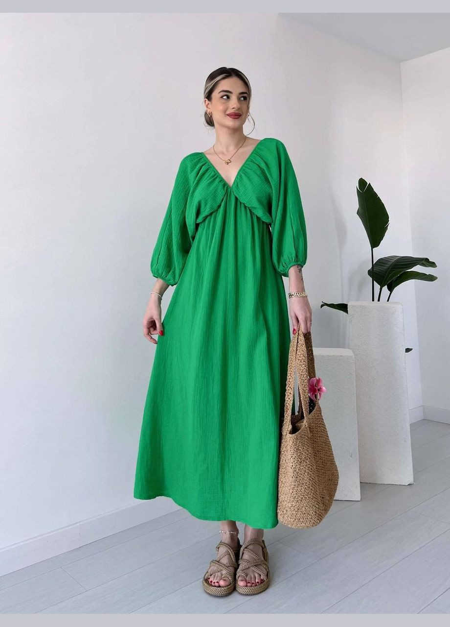 Зелена повсякденний жіноча сукня FINO Mode однотонна