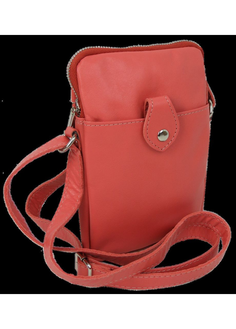 Небольшая женская кожаная сумка наплечная коралловая Borsacomoda (360893866)