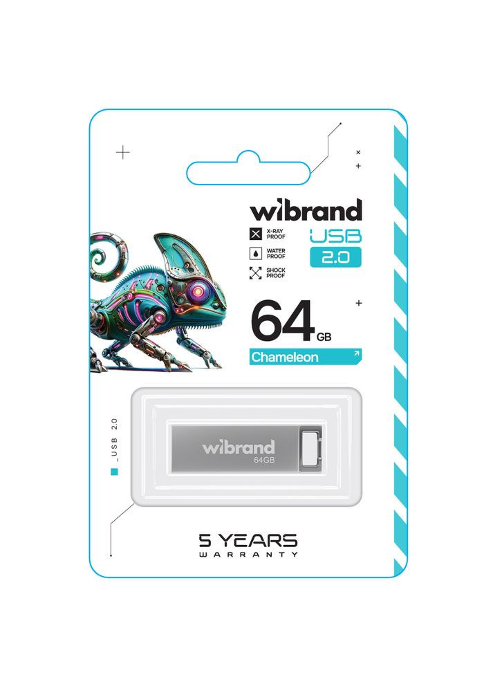 Флеш-накопичувач USB 2.0 64Gb Silver (WI2.0/CH64U6S) Wibrand Chameleon (357474767)