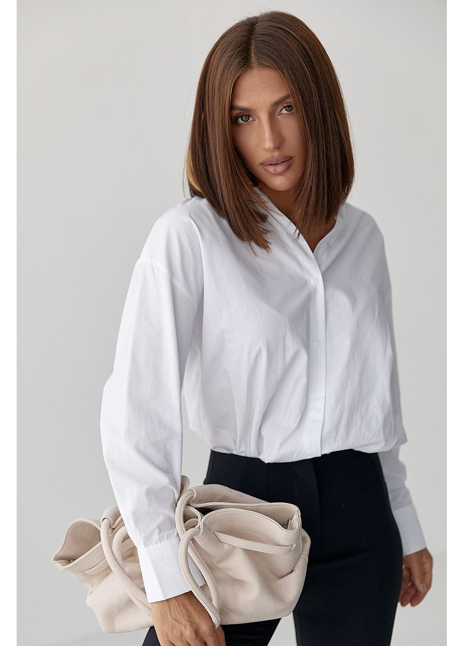 Класична однотонна сорочка з напівкруглим низом Lurex (359479879)