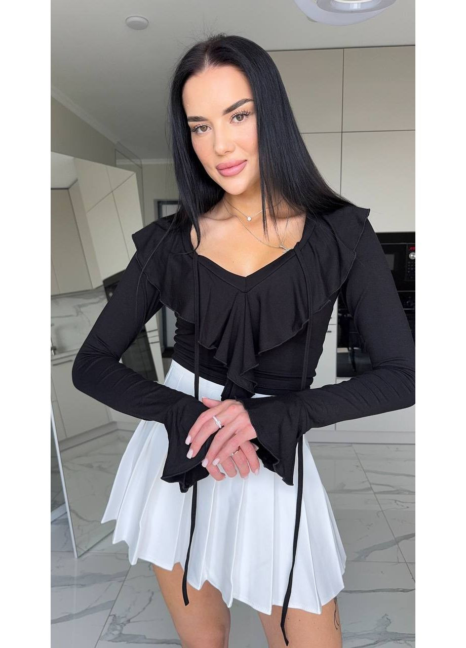 Жіночий топ з воланами та довгими рукавами Україна (354693252)