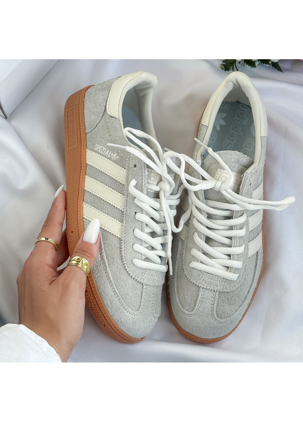 Сірі Осінні кросівки чоловічі і жіночі adidas spezial grey white gum | адідас спешел сірі No Brand