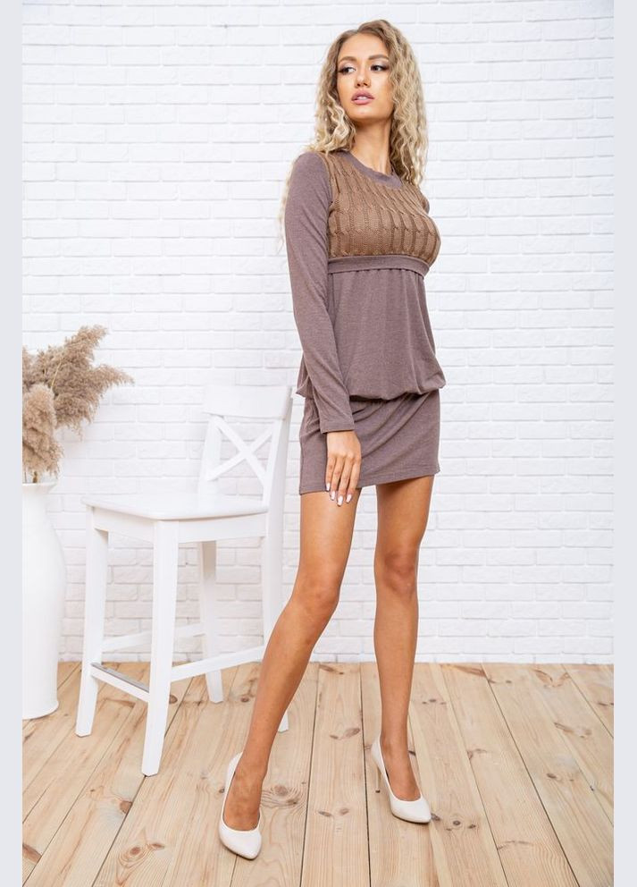 Коричневое шерстяное короткое платье, коричневого цвета, Ager