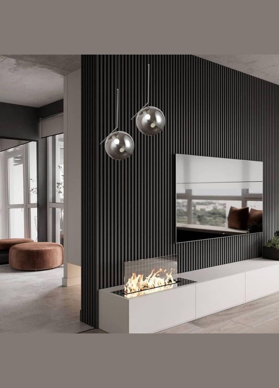 Серебряный стеклянный подвес с шаром 25см (916-3816-1 CR+BK) No Brand (370070217)