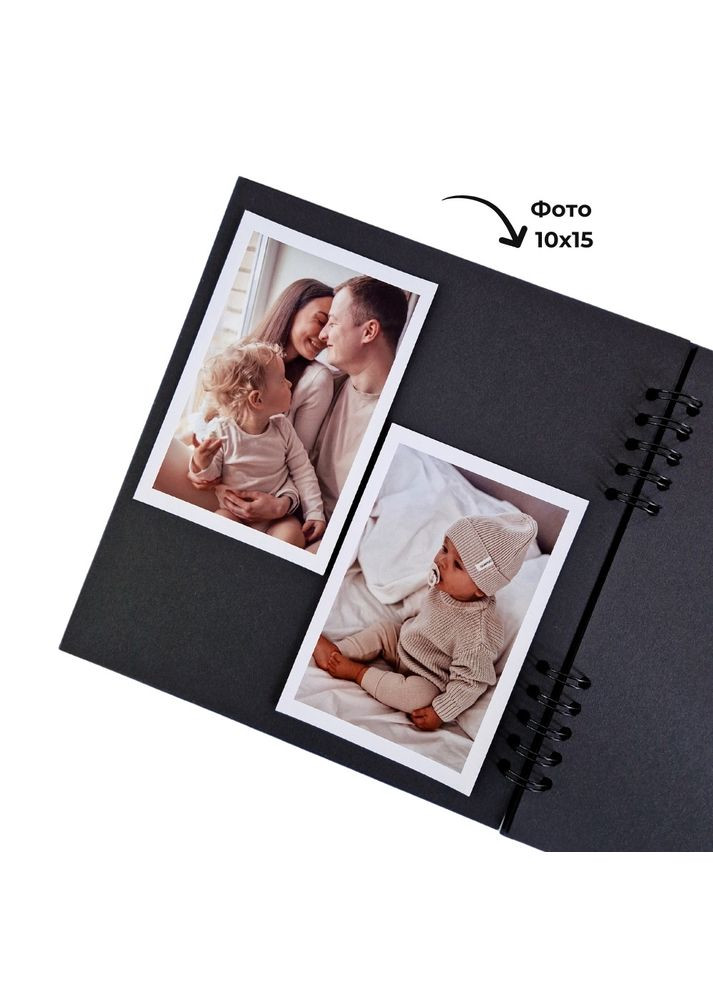 Альбом для фото КОХАYOU Чорний з чорними сторінками | Фотоальбом для вклеювання фото 23x25| DIY альбом WOW DIY (304419074)