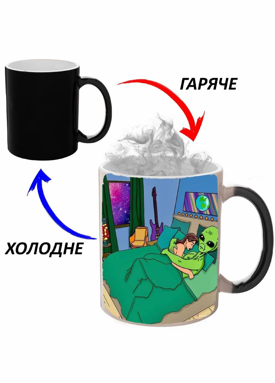 Чашка хамелон (кружка, чашка) Инопланетянин #024 Черная 330 мл No Brand (323472013)