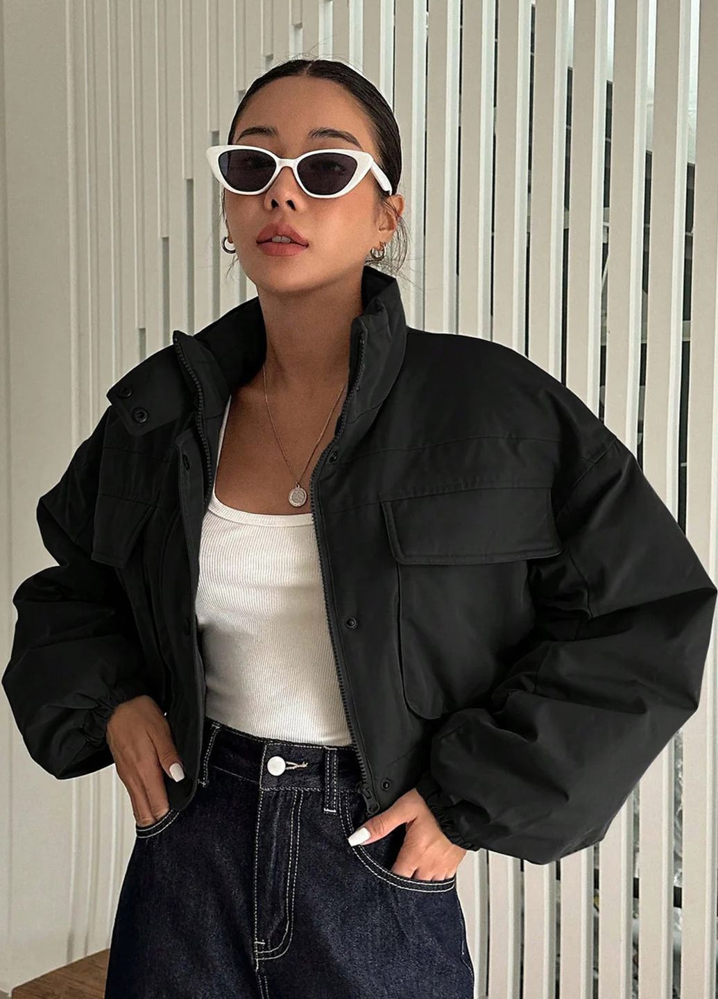 Чорна демісезонна куртка бомбер жіночий к-018 SoulKiss k-018