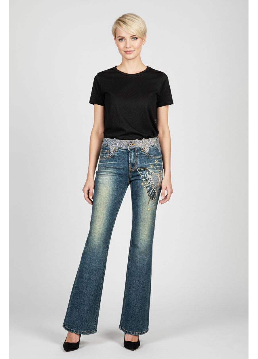 Женские винтажные клешеные джинсы S-1537 Синий Tantra - (364315608)