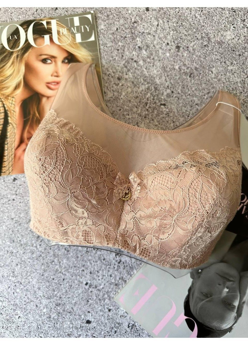 Пудровый бюстгальтер с мягкой чашкой пудровый Lanny Mode