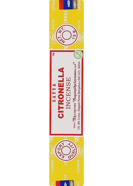 Аромат "Цитронелла" Citronella Incense Sticks 15g (1334281-31099369) Satya (368620931)