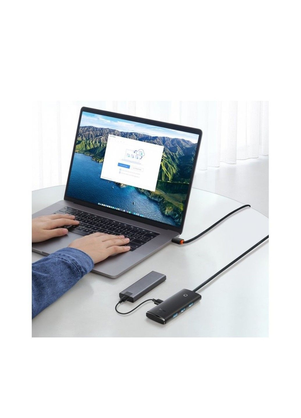 USB-хаб Lite Series 4-Port USB-A HUB Adapter (USB-A to USB 3.0*4 ) 1m Black Baseus (371363147)