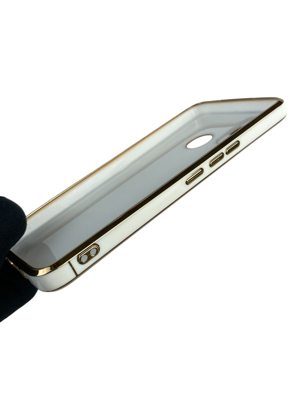 Чехол для Spark 7 Go KF6m с кольцом MagSafe с золотой окантовкой на техно спарк 7 го белый gs1 Tecno (366228129)