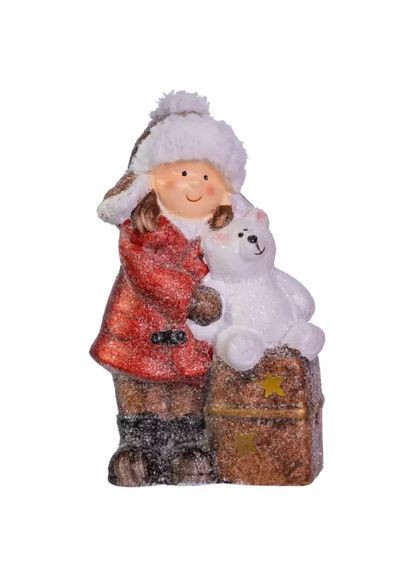 Новогодняя фигурка с подсветкой Девочка с мишкой 12*6*20 см CR-5-17 No Brand (370641195)