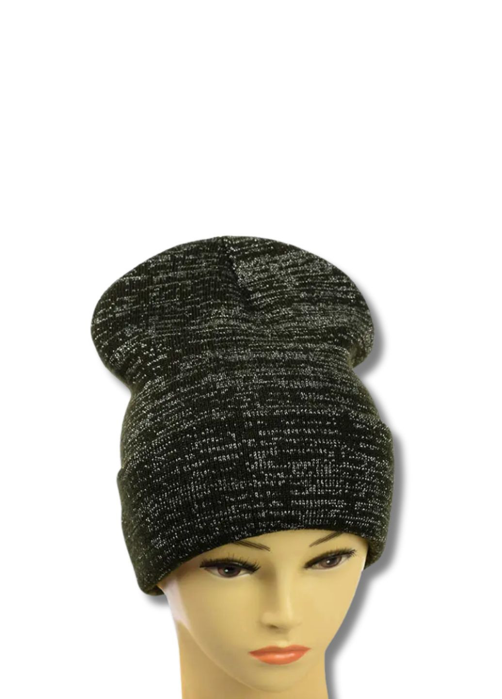 Молодежная двухслойная шапка бини лонг с люрексом No Brand Шапка біні лонг лопата (341083765)