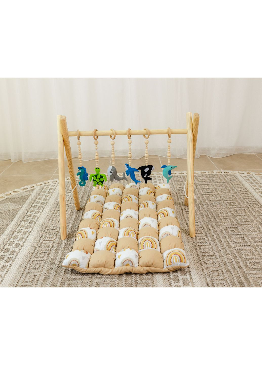 Мобіль дитячий підлоговий XRMASTER Підводний світ з матрациком Rainbow, тренажер Монтессорі No Brand (350313837)