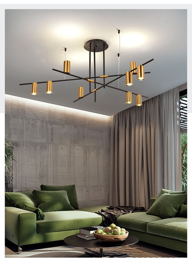 Люстра потолочная на 9 лампочек 26287 Черный 35-74х123х123 см. Sunnysky (364492028)