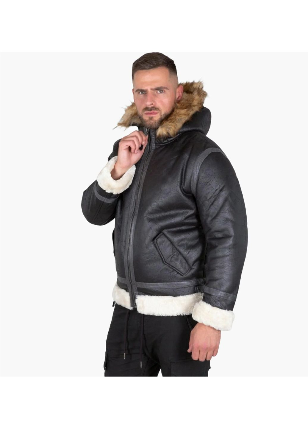 Чорна куртка чоловіча hooded bomber b3 fl black 128104-03 Alpha Industries