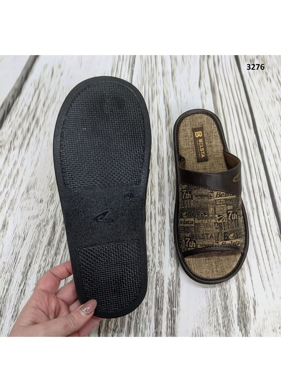 Коричневые тапочки мужские с открытым носком Белста