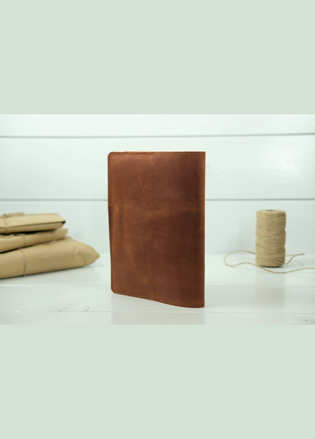 Шкіряна обкладинка для блокноту А5 Дизайн №1, натуральна Вінтажна шкіра, колір коричневий, відтінок Коньяк Berty (299397162)