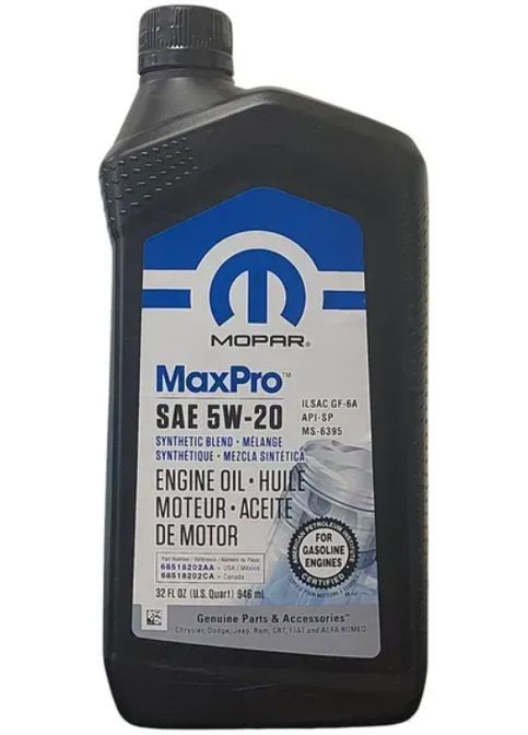 Моторное масло Maxpro SAE 5W-20 1 л (68518202AA) Mopar (367774910)
