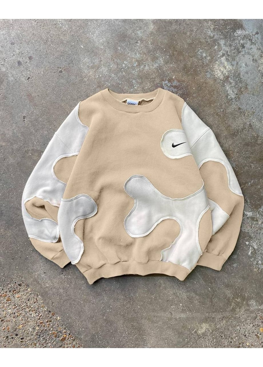 Бежевий жіночий світшот оверсайз тринитка на флісі (367089102)